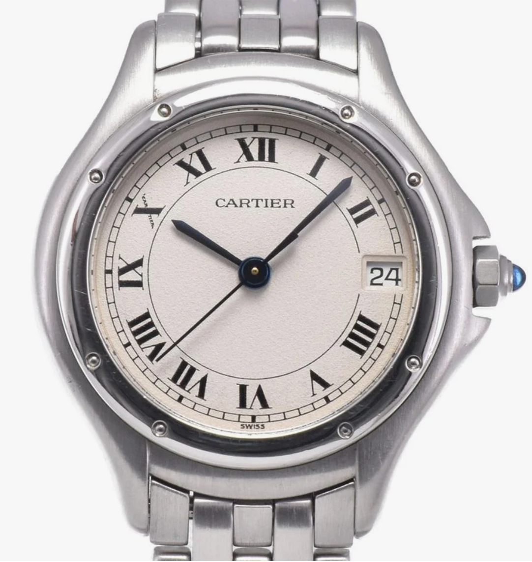 Cartier Cougar Silver Roman Numerals Dial on Stainless Steel Bracelet Ref. W35001F5