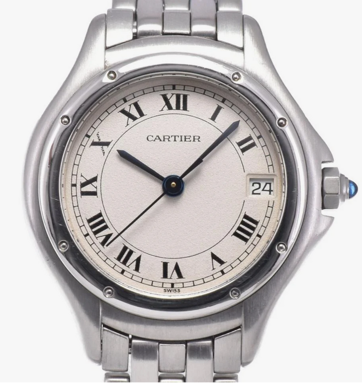 Cartier Cougar Silver Roman Numerals Dial on Stainless Steel Bracelet Ref. W35001F5