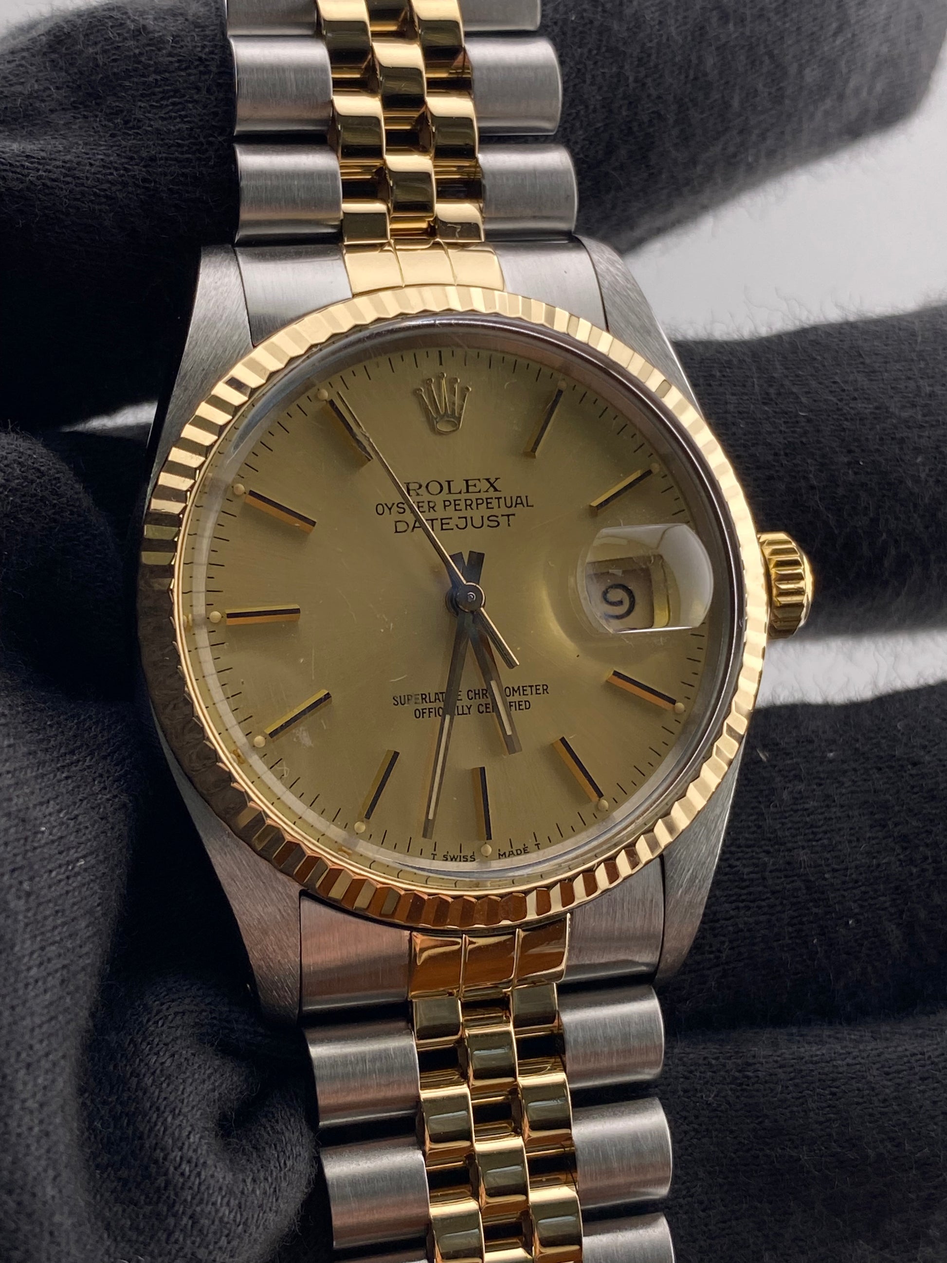 Rolex Datejust Champagne Stick Dial on D Link Jubilee Bracelet Ref. 16013 1987 — view 3