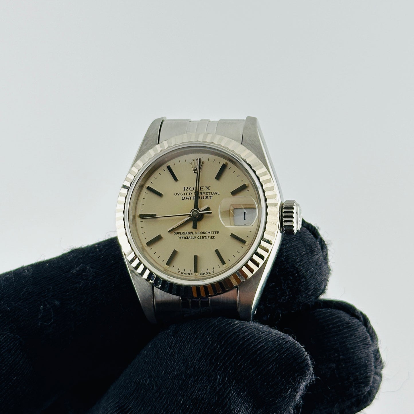 Rolex Datejust Lady Silver Stick Dial on D Link Jubilee Ref. 69174 Papers 1992 — view 3