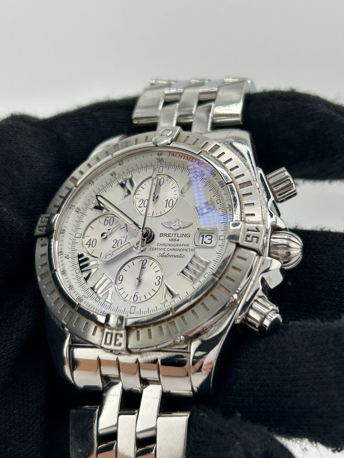 Breitling Evolution Chrono White Dial on Stainless Steel Ref. A13356 Complete Open Date — view 2