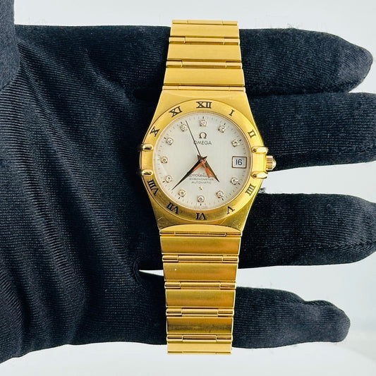 Omega Constellation Ivory Diamond Dial on Yellow Gold Ref 1104.35.00 with Card 2005
