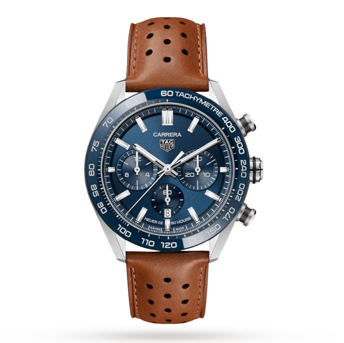 Tag Heuer Carrera Chronograph Blue Dial on Leather Strap Ref. CBN2A1A.FC6537 Manuals Only and Box