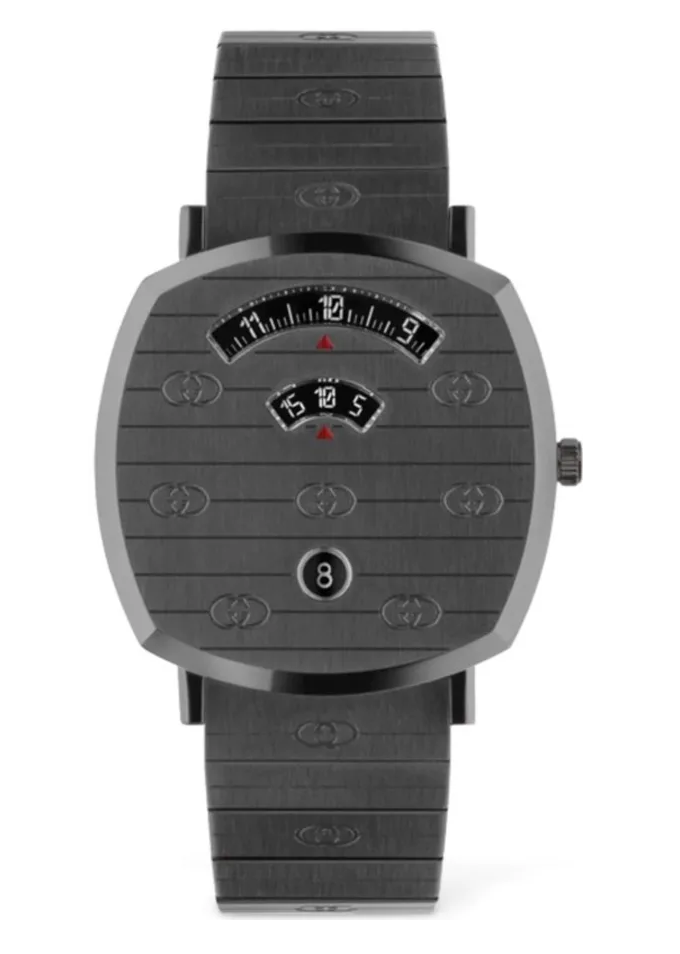 Gucci Gucci Grip Black Dial on Steel Bracelet Ref. YA157429 with Box
