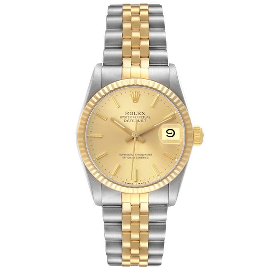 Rolex Datejust Champagne Stick Dial on D Link Jubilee Bracelet Ref. 68273 1984