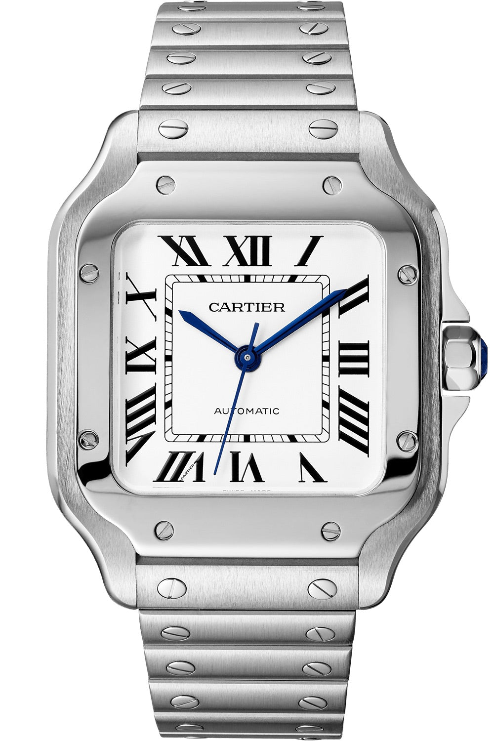 Cartier Santos Medium Silver Roman Dial on Stainless Steel Bracelet Ref. 4075 / WSSA0029 Complete 2024