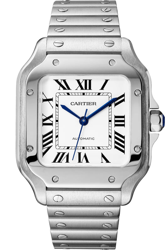 Cartier Santos Medium Silver Roman Dial on Stainless Steel Bracelet Ref. 4075 / WSSA0029 Complete 2024