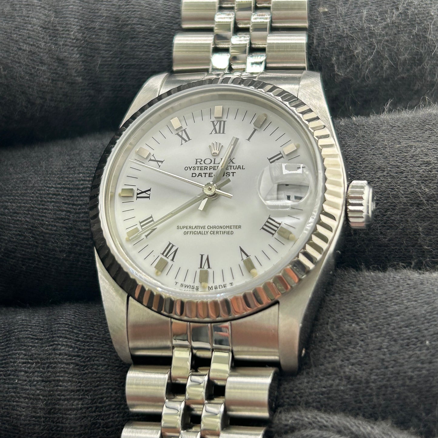 Rolex Datejust White Roman Dial on D Link Jubilee Ref. 68274 1989 — view 3