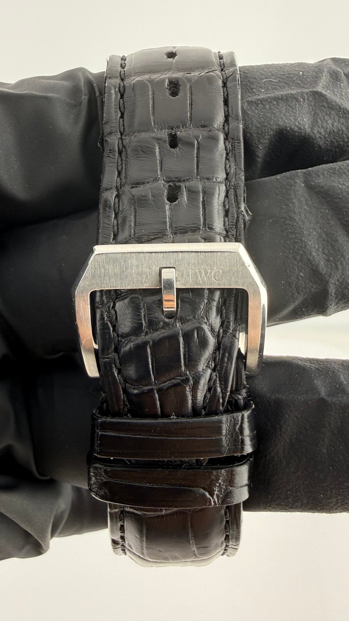 Iwc Pilot Spitfire Carbon Arabic Numeral Dial on Black Calfskin Band. Ref. IW371701 Manuals Only — view 5