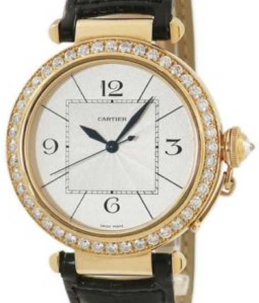 Cartier Pasha de Cartier Silver Dial on Black Leather Strap Ref. WJ120351