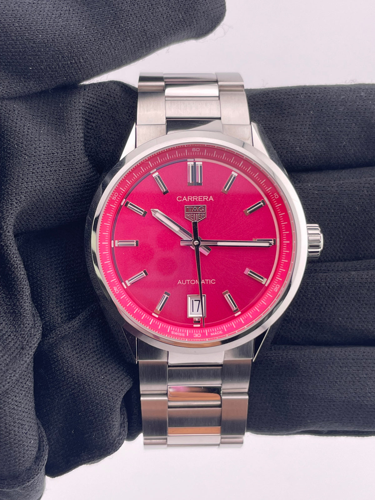 Tag Heuer Carrera Calibre 7 Pink Dial on Stainless Steel Ref. WBN2313.BA0001 Complete 2023 — view 2