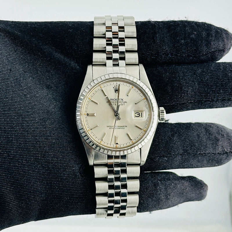 Rolex Datejust Silver Stick Dial on D Link Jubilee Ref 16030