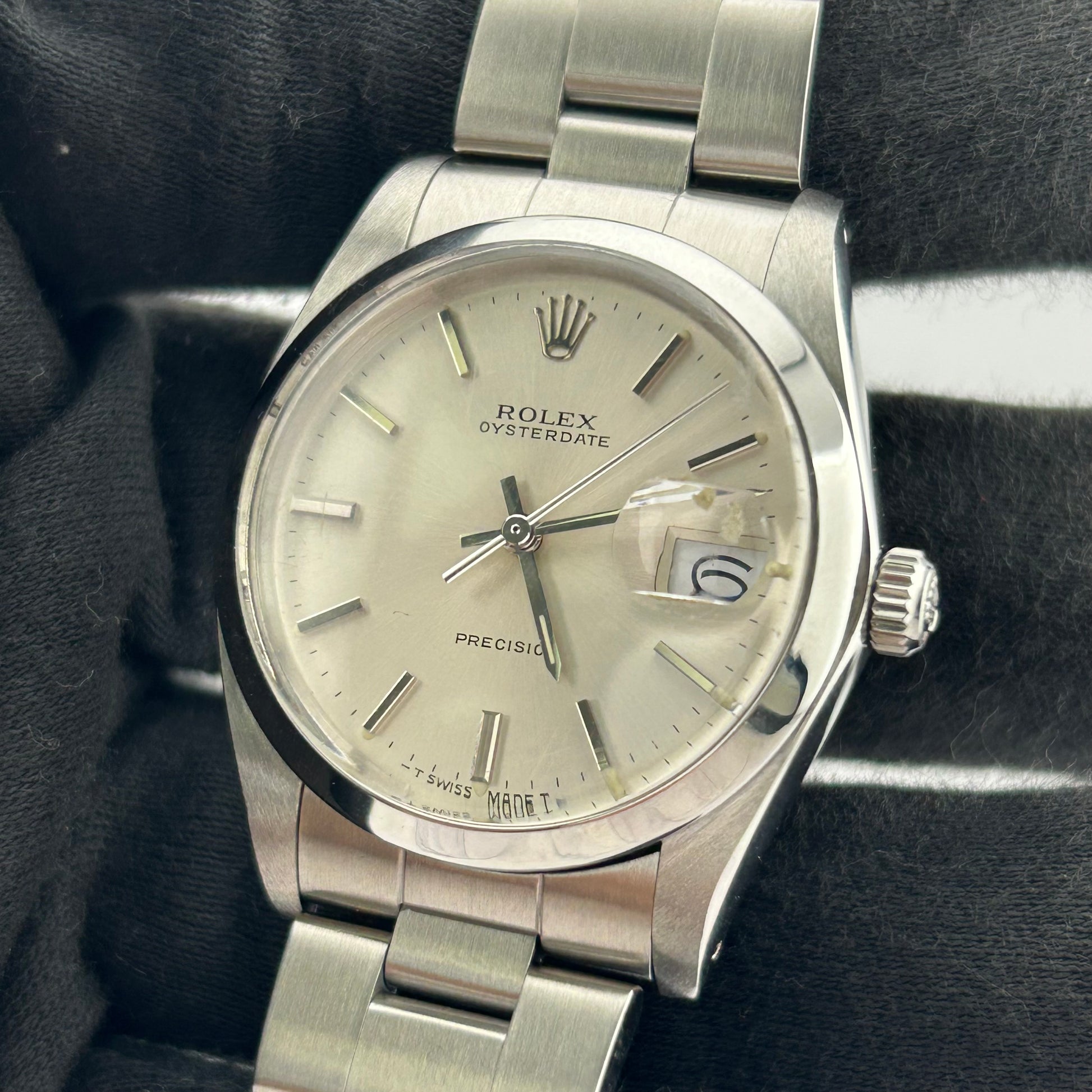 Rolex Oysterdate Precision Silver Stick Dial on Oyster Bracelet Ref. 6694 Papers 1989 — view 3