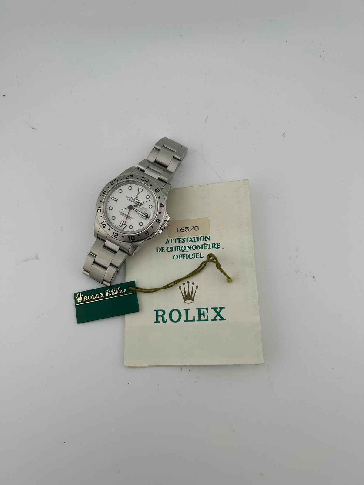 Rolex Explorer II White Dial on Oyster Steel Bracelet Ref. 16570 Papers — view 7