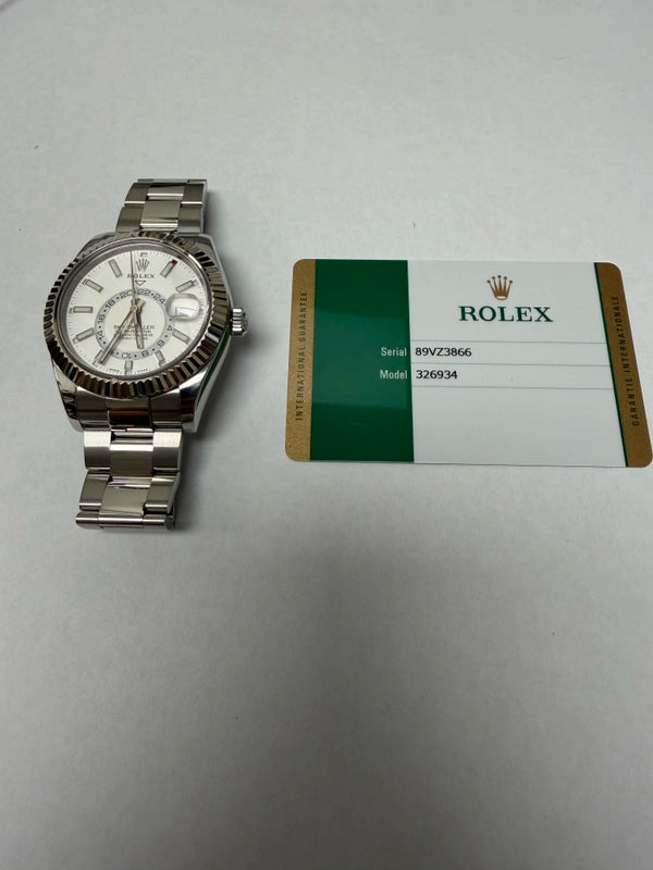Rolex SkyDweller White Dial on Oyster Ref 326934 with New Style Card White 2018