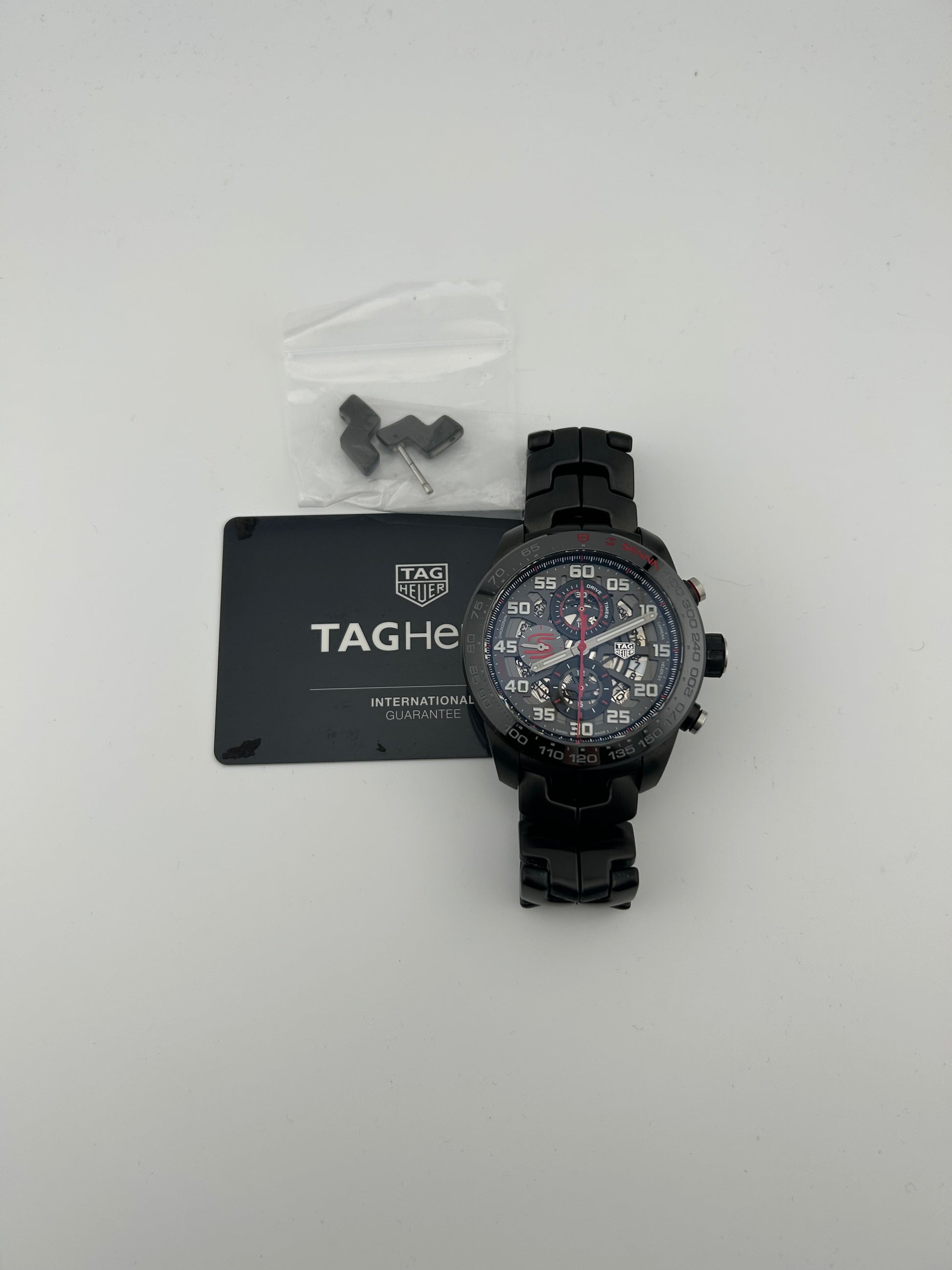 Tag Heuer Carrera Senna Black Arabic Numerals Dial on Black Steel Bracelet Ref. CAR2A1L.BA0688 Card 2018 — view 7