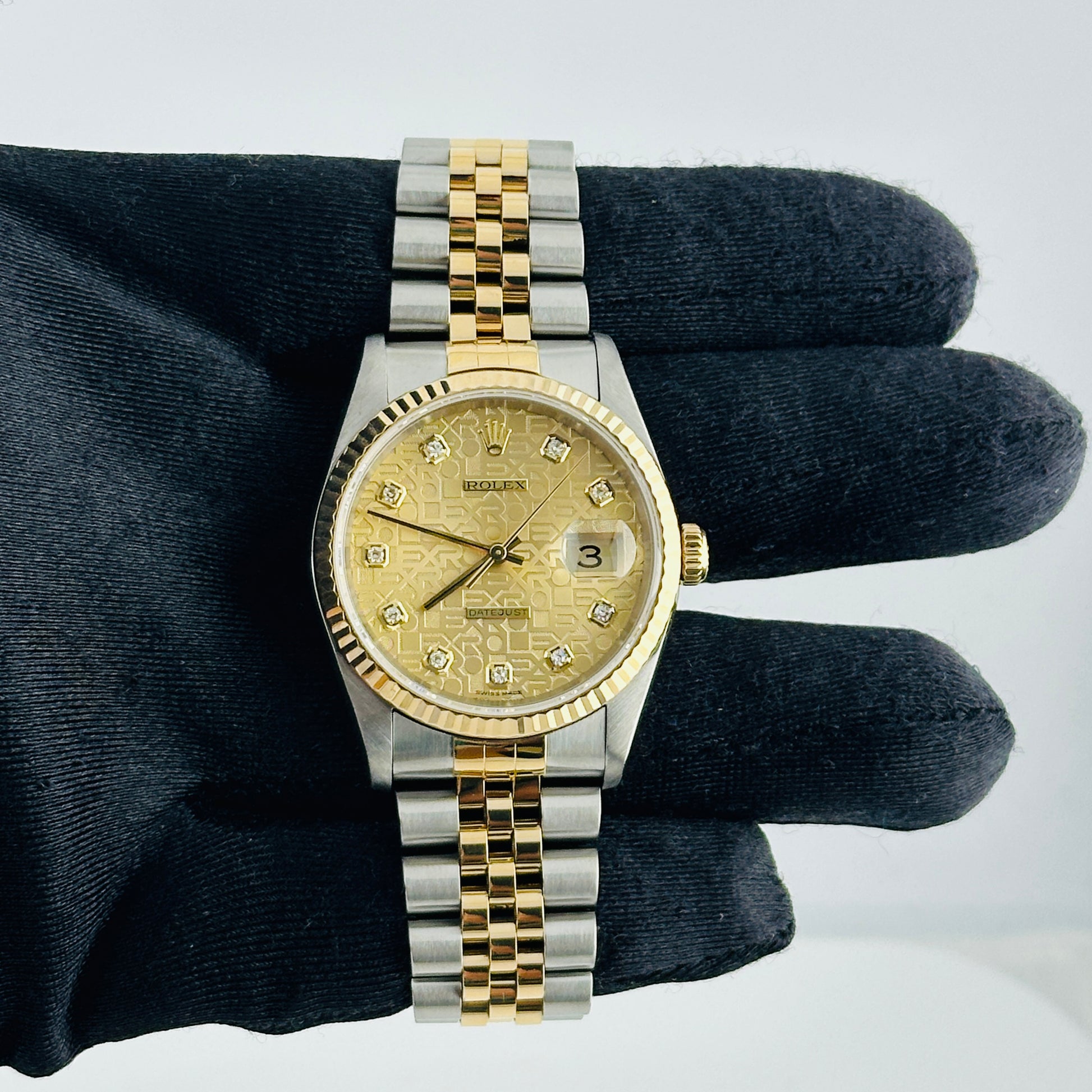 Rolex Datejust Champagne Anniversary Diamond Dial Dial on D Link Jubilee Ref. 16233G Papers 1991 — view 2