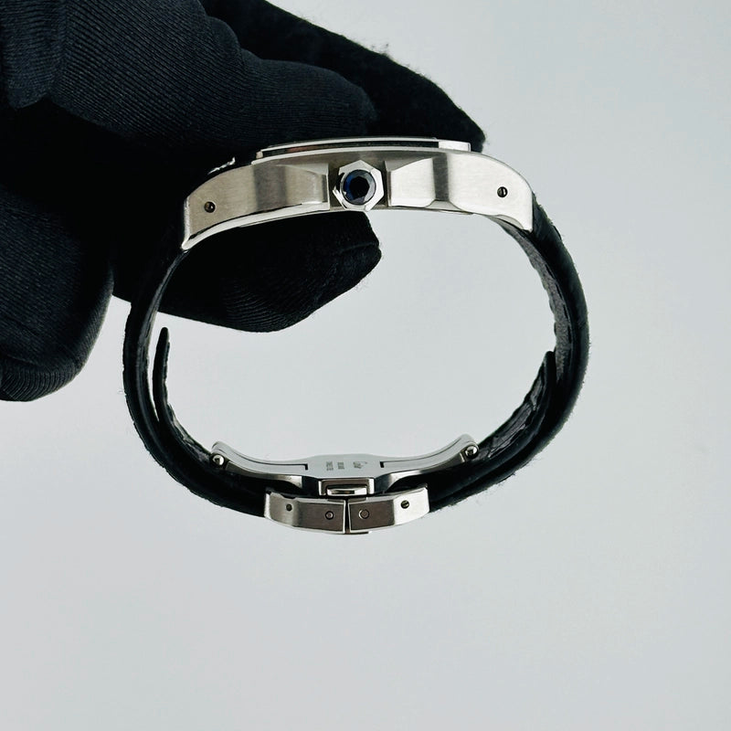 Cartier Santos Silver Roman Dial on Leather Strap Ref 2656/W20076X8