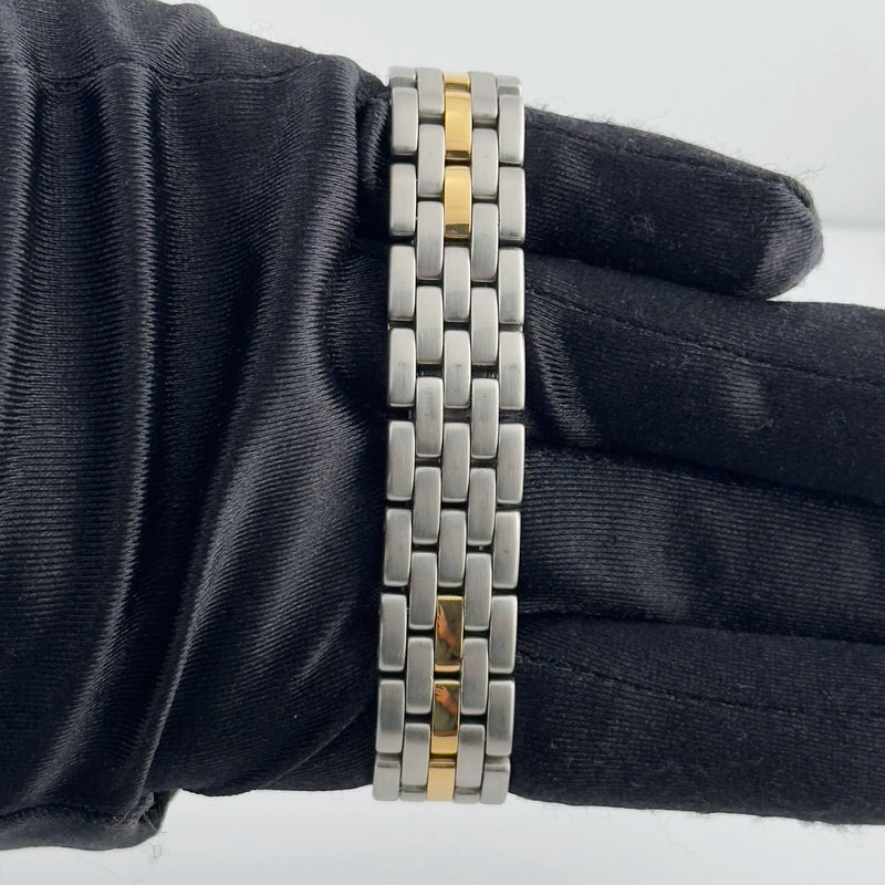 Cartier Panthere White Roman Dial on 2 Tone Bracelet Ref 110000R
