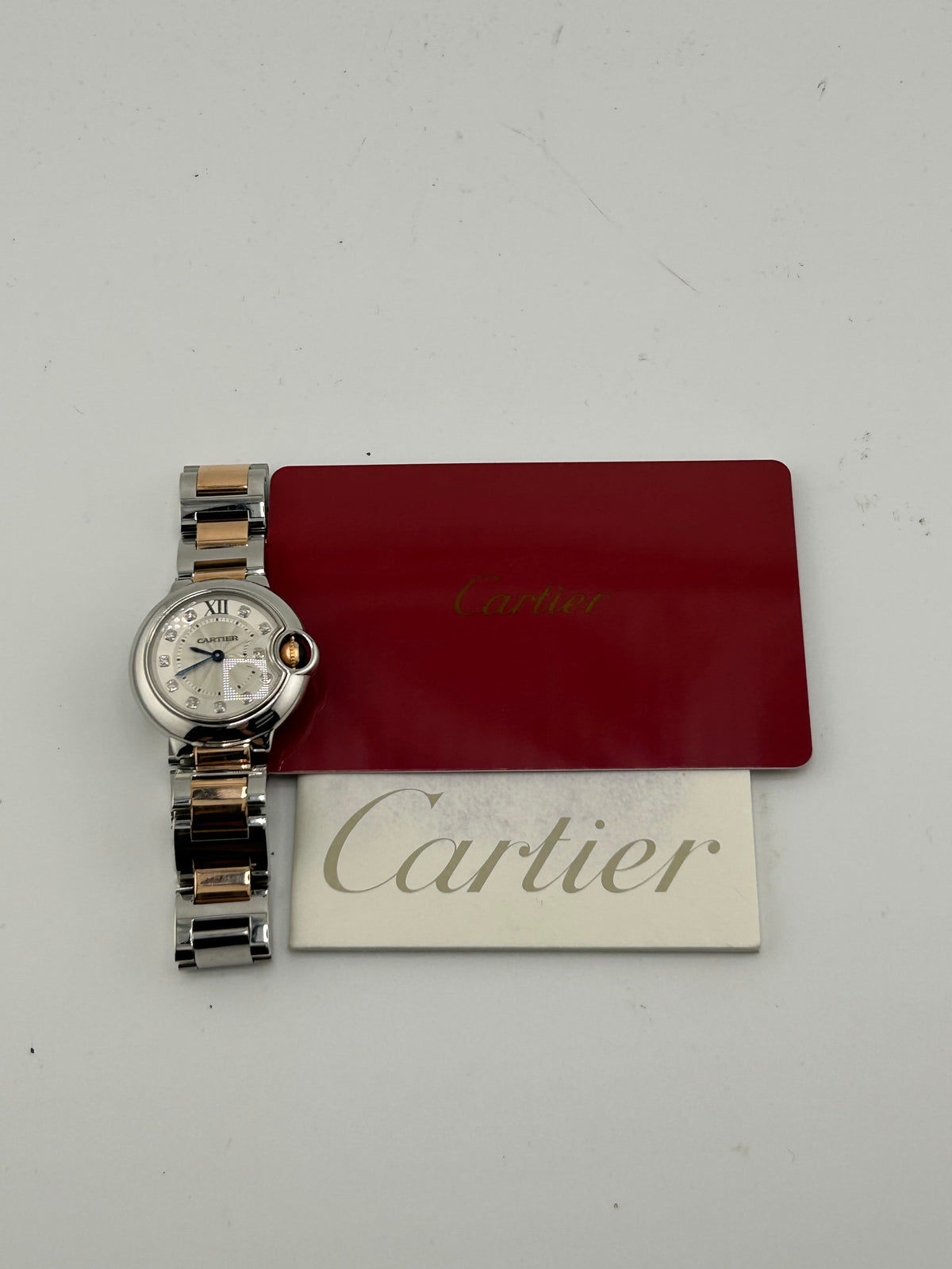 Cartier Ballon Bleu Silver Diamond Dial on 2 Tone Bracelet Ref. WE902030 Card 2016 — view 7