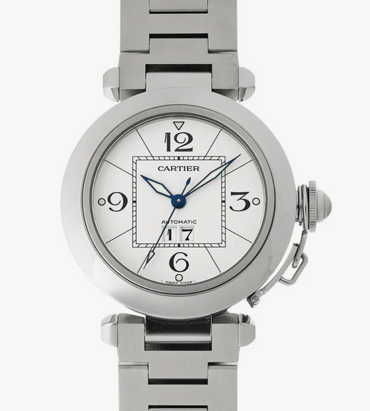 Cartier Pasha C White Dial on Stainless Steel Bracelet Ref. W31055M7