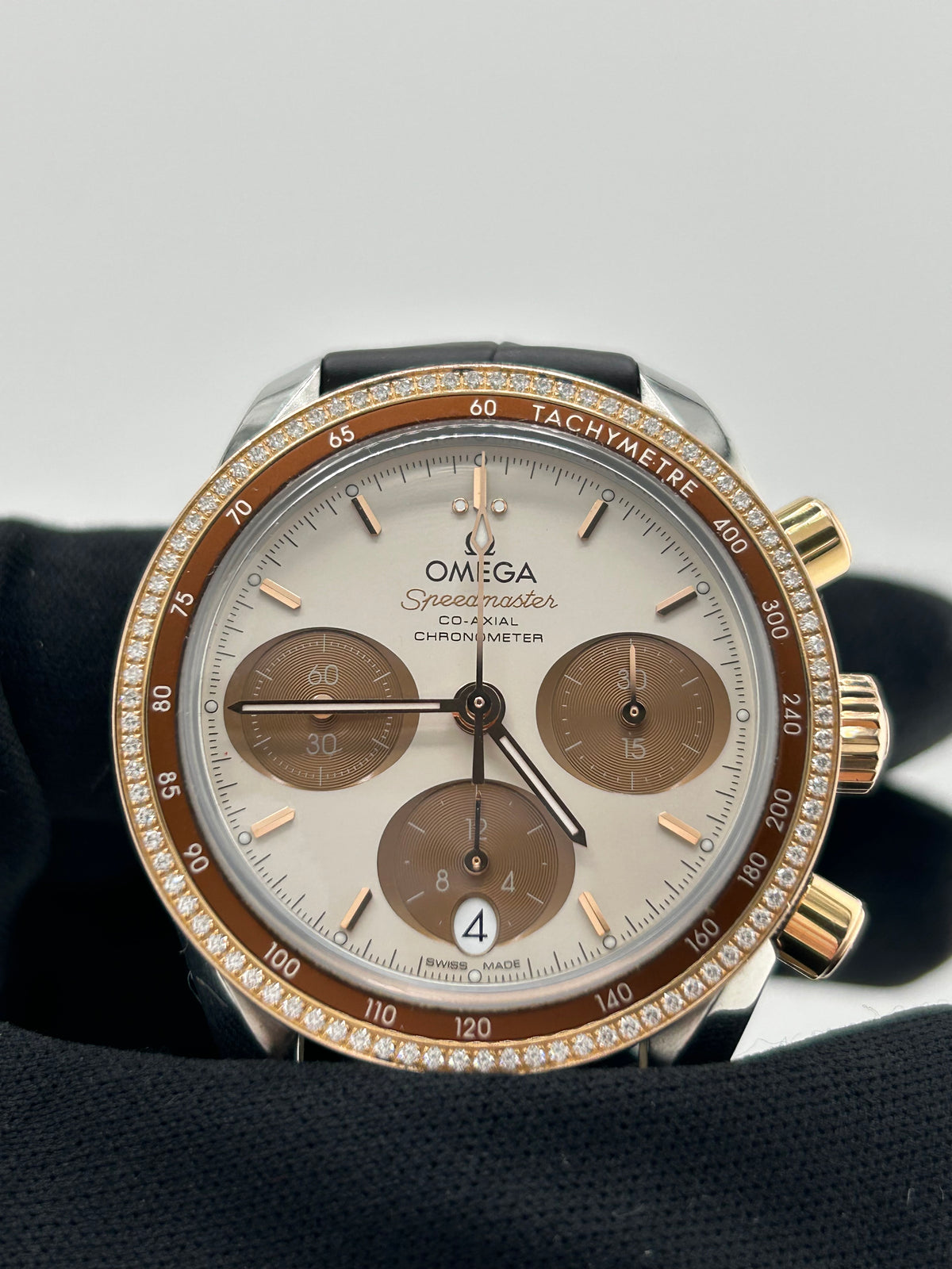 Omega Speedmaster Co-Axial Chronograph Cappuccino Dial on Leather Strap Ref. 324.28.38.50.02.002 Complete 2018 — view 3