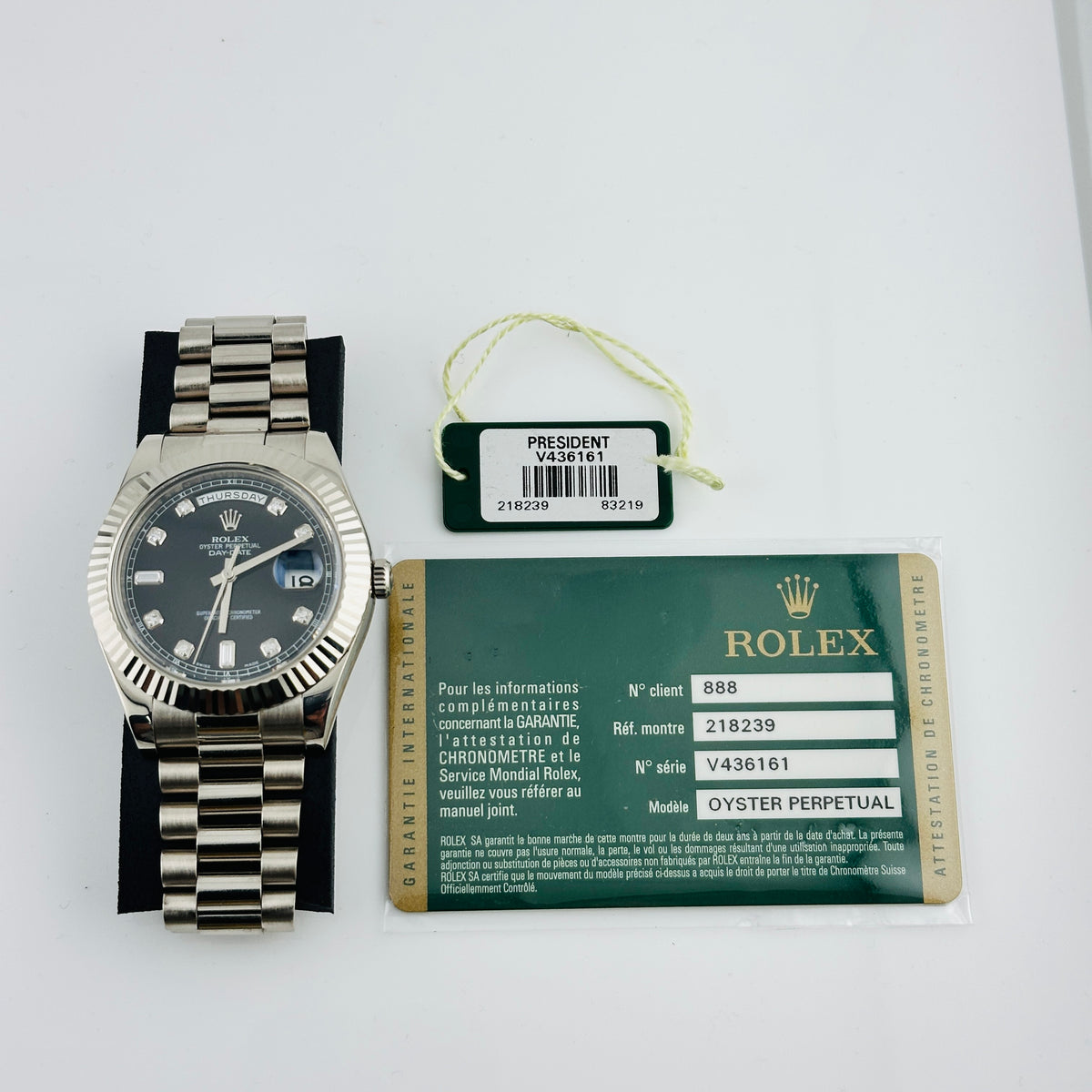 Rolex Day-Date Black Diamond Dial on President Ref. 218239 Card 2010 — view 7
