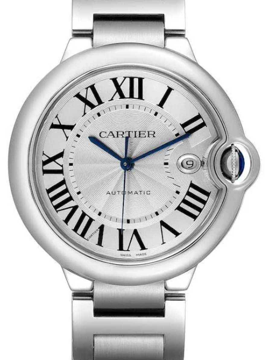 Cartier Ballon Bleu Silver Roman Dial on Stainless Steel Bracelet Ref. W69012Z4 Complete 2010