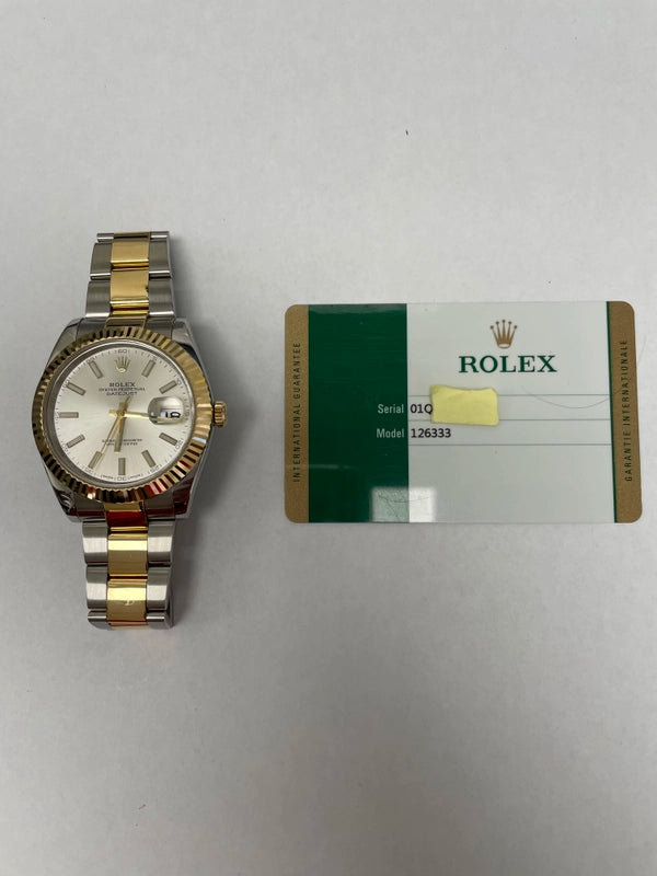 Rolex Datejust Silver Index Dial on Oyster Ref 126333 with New Style Card White 2017