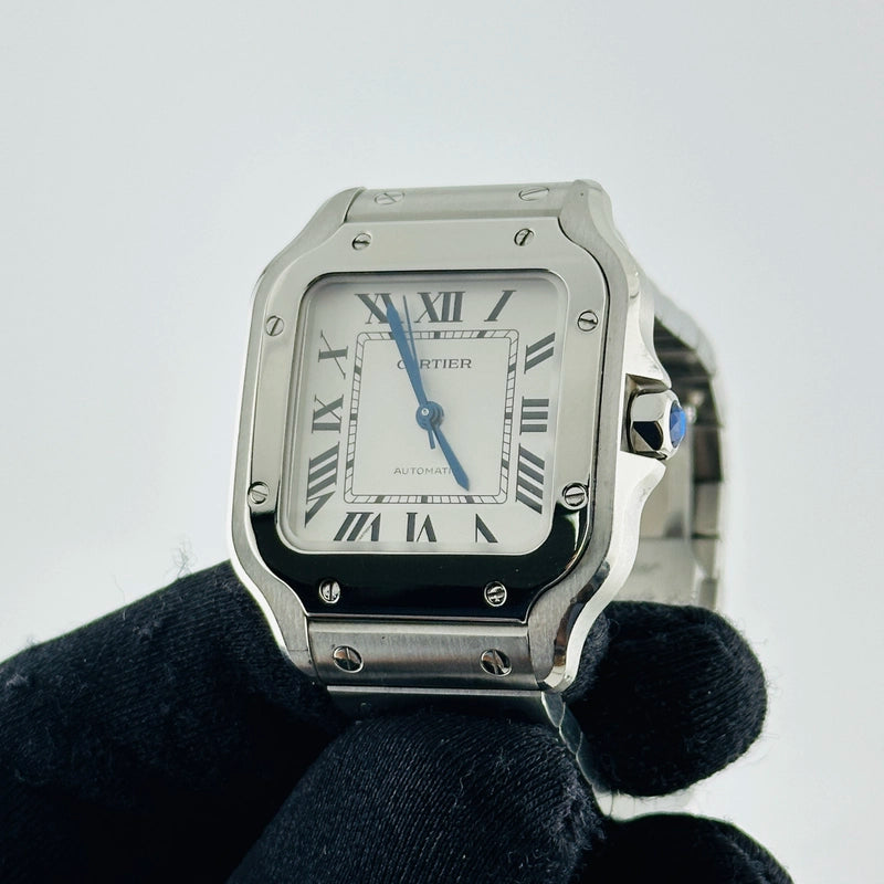 Cartier Santos de Cartier Medium Silver Dial on Bracelet Ref WSSA0029/4075 with Card 2023