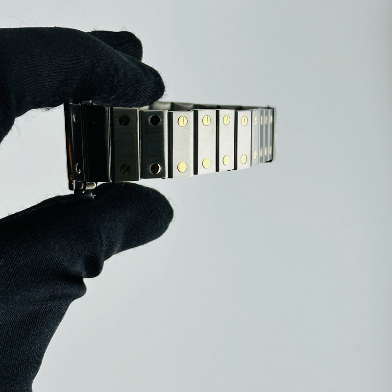 Cartier Santos Galbee White Roman Dial on 2 Tone Bracelet Ref 2961