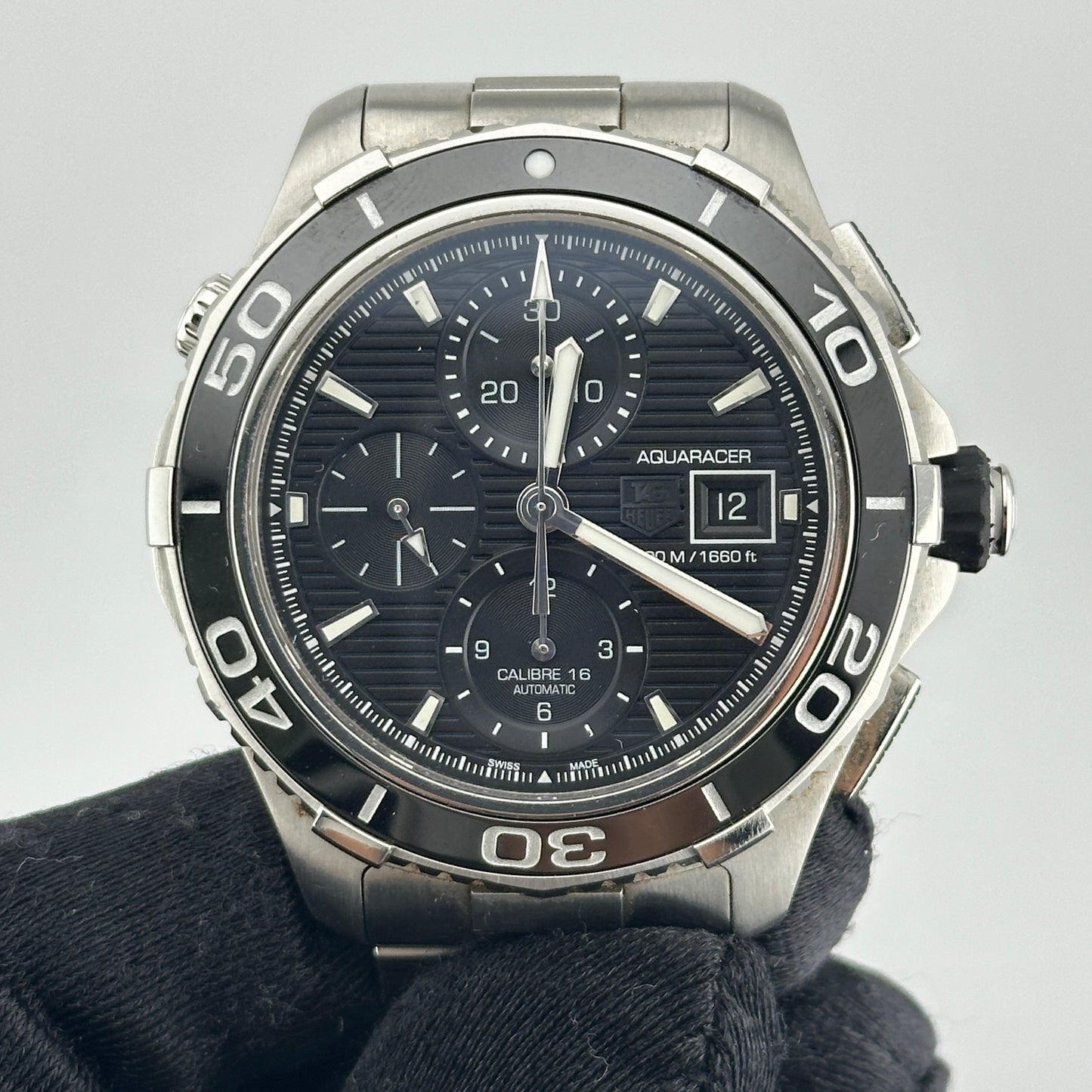 Tag Heuer Aquaracer Black Dial on Stainless Steel Bracelet Ref. CAK2110.BA0833 Complete 2014 — view 2