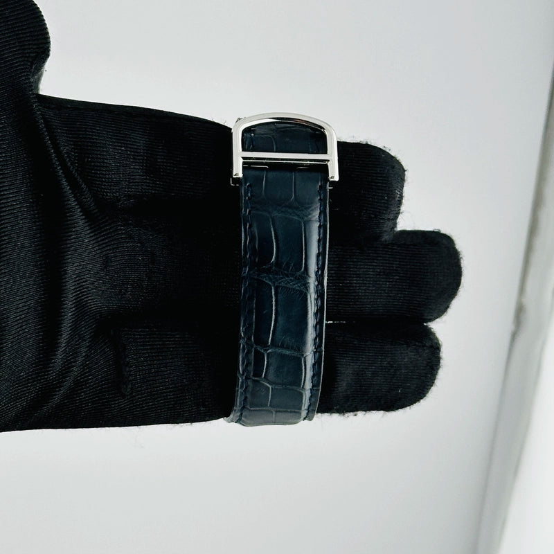 Cartier Tank Americaine Chronograph White Roman Dial on Midnight Blue Leather Ref 2312