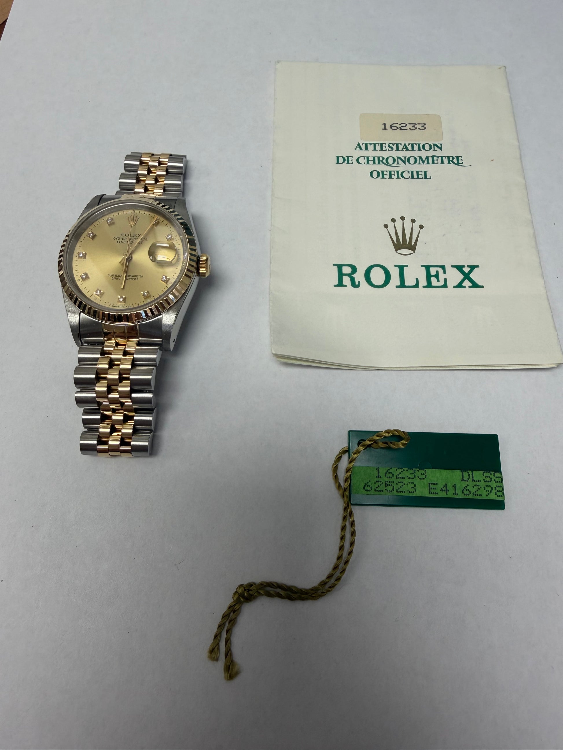 Rolex Datejust 36 Champagne Diamond Dial on Jubilee Ref. 16233 Papers 1991 — view 5
