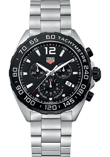 Tag Heuer Formula 1 Quartz Chronograph Black Dial on Stainless Steel Bracelet Ref. CAZ1010.BA0842 Manuals Only Open Date