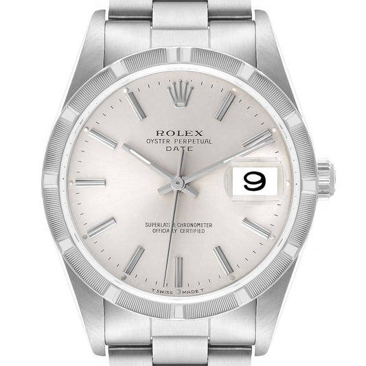 Rolex Oyster Perpetual Date Silver Stick Dial on Oyster Bracelet Ref. 15210 1991