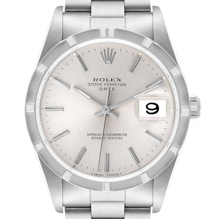 Rolex Oyster Perpetual Date Silver Stick Dial on Oyster Bracelet Ref. 15210 1991