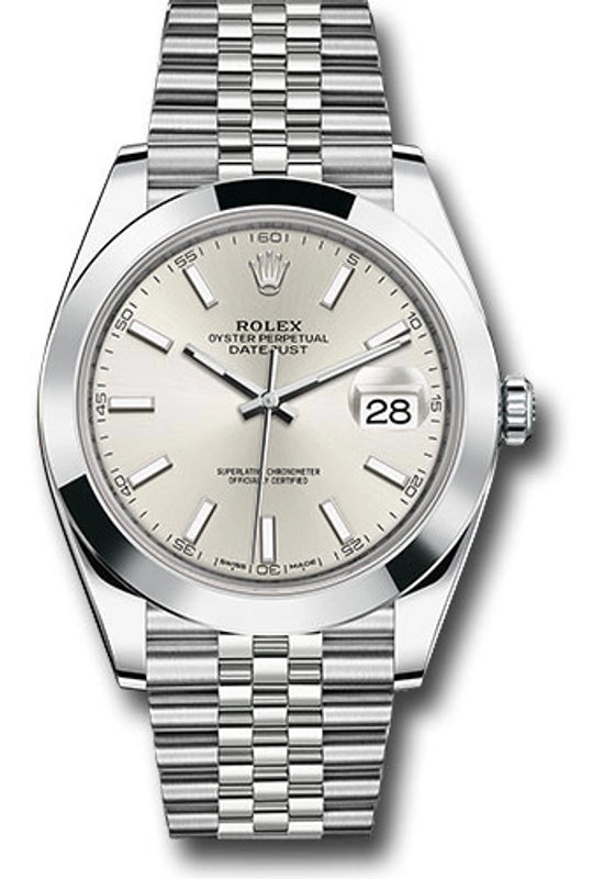 Rolex Datejust 41 Silver Index Dial on Jubilee Ref 126300 with New Style Card White 2019