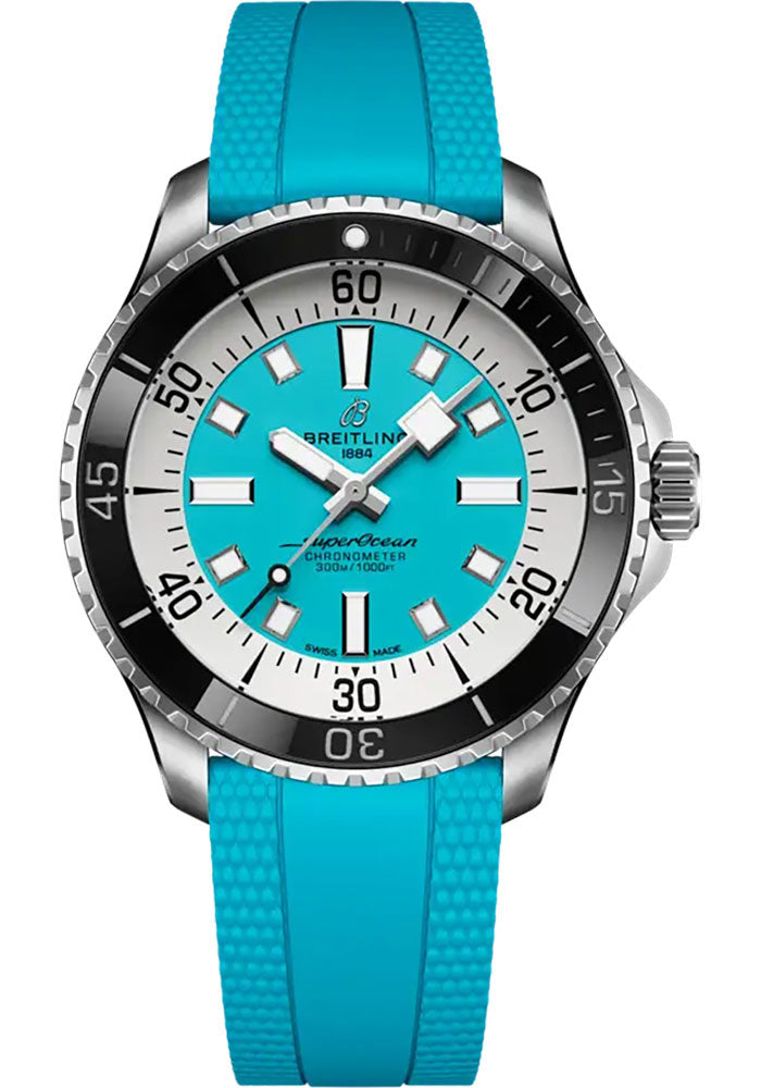 Breitling Superocean Automatic Turquoise Dial on Rubber Strap Ref. A17376211L2S2 Card 2026
