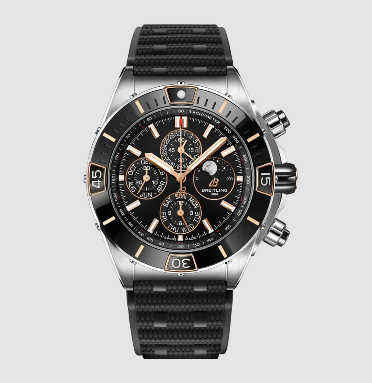 Breitling Super Chronomat Four-Year Calendar Black / Gold Diamond Markers Dial on Rubber Strap Ref. I19320251B1S1 Complete 2022
