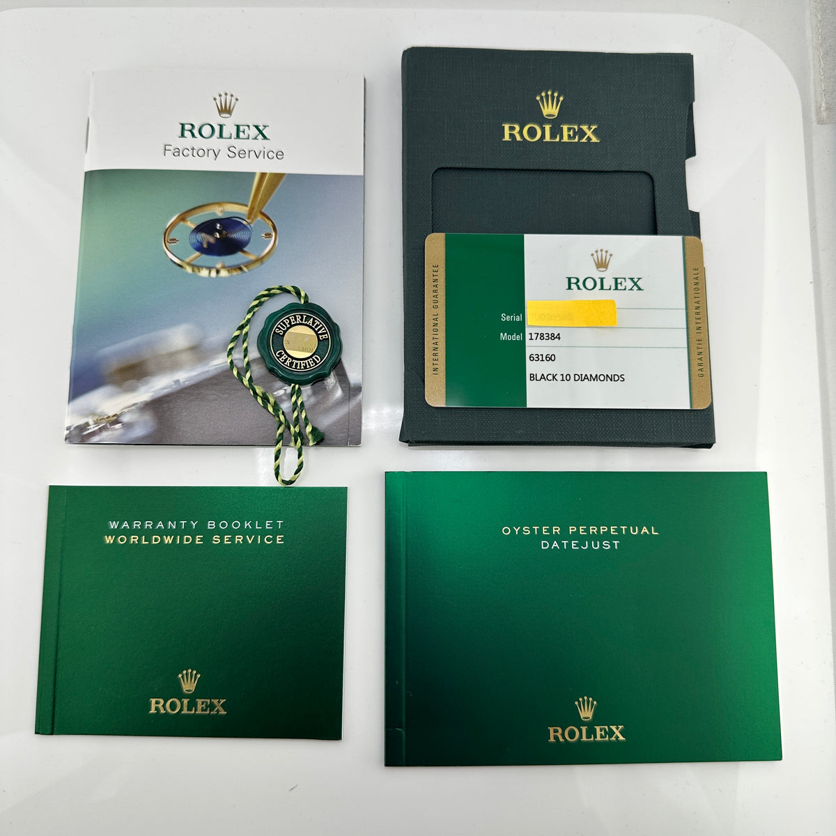Rolex Datejust Black Diamond Factory Dial on D Link Jubilee Hidden Clasp Bracelet Ref. 178384 Card 2014 — view 2