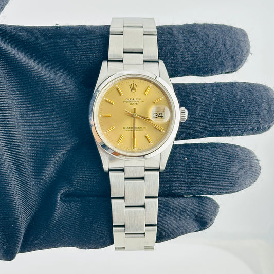 Rolex Oyster Perpetual Date Champagne Stick Dial on Oyster Bracelet Ref. 15200 1990 — view 2