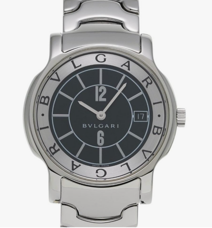 Bvlgari Solo Tempo Black Dial on Stainless Steel Ref. ST35S