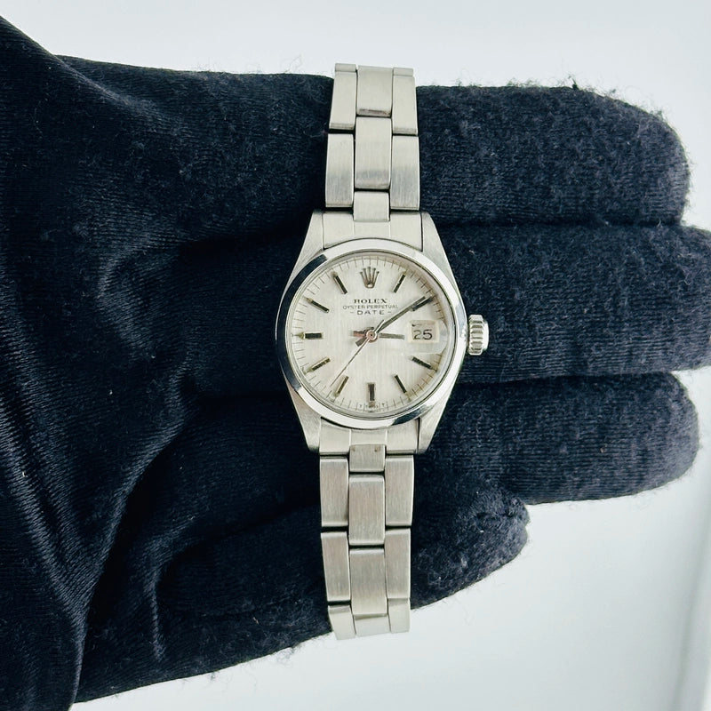 Rolex Oyster Perpetual Date Silver Dial on Folded Oyster Ref 6917
