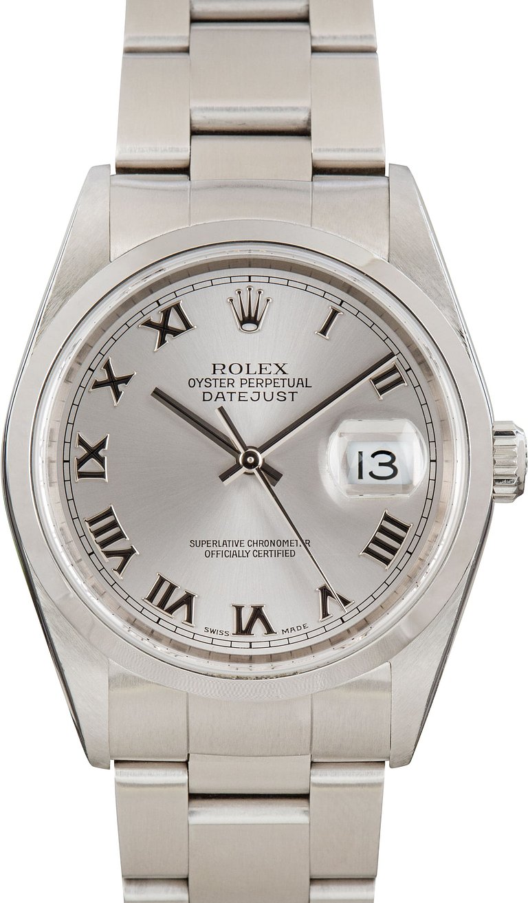 Rolex Datejust 36 Silver Roman Dial on Jubilee Ref. 16200 Papers 2001