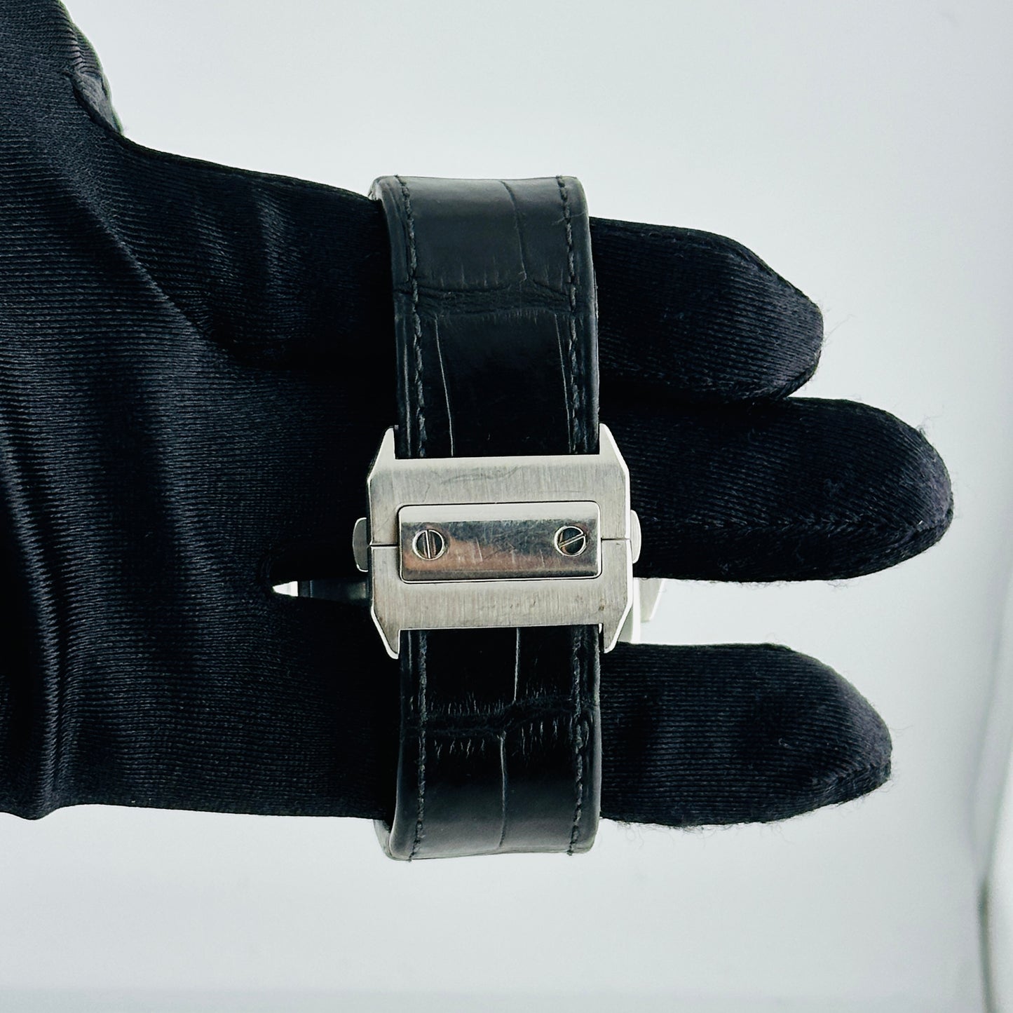 Cartier Santos 100 XL Silver Roman Chrono Dial on Leather Strap Ref. 2740 — view 4