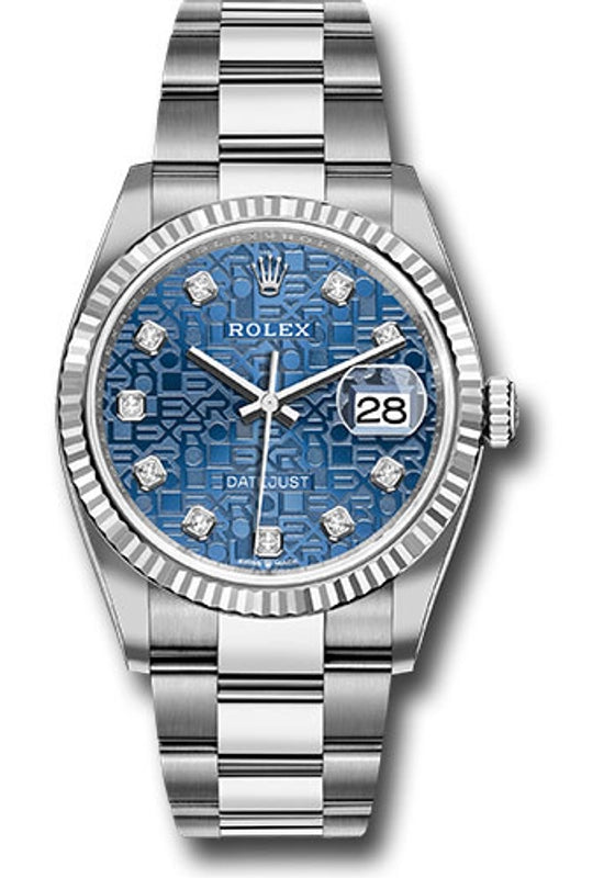 Rolex Datejust Blue Jubilee Diamond Dial on Oyster Ref 126234 with New Style Card Green 2021