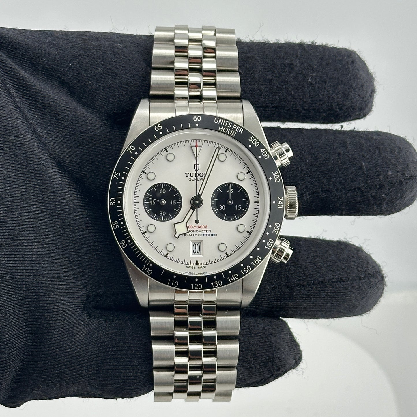 Tudor Black Bay Chrono Opaline Panda Dial Dial on Stainless Steel Bracelet Ref. M79360N-0002 Complete 2021 — view 2