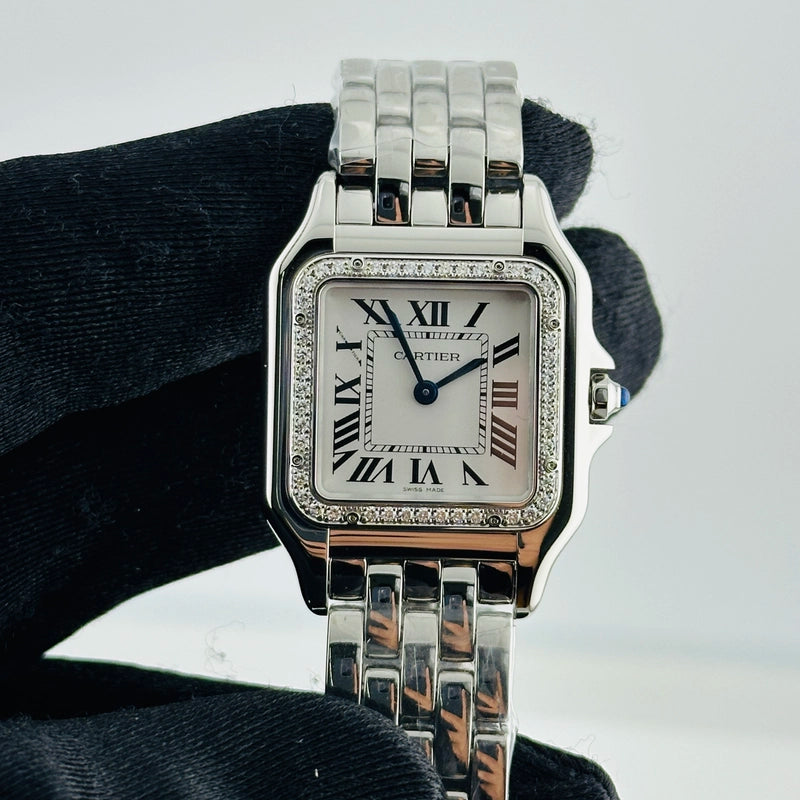Cartier Panthere Midsize Silver Roman Dial on 5 Row Links Ref 4016/W4PN0008 with Card 2025