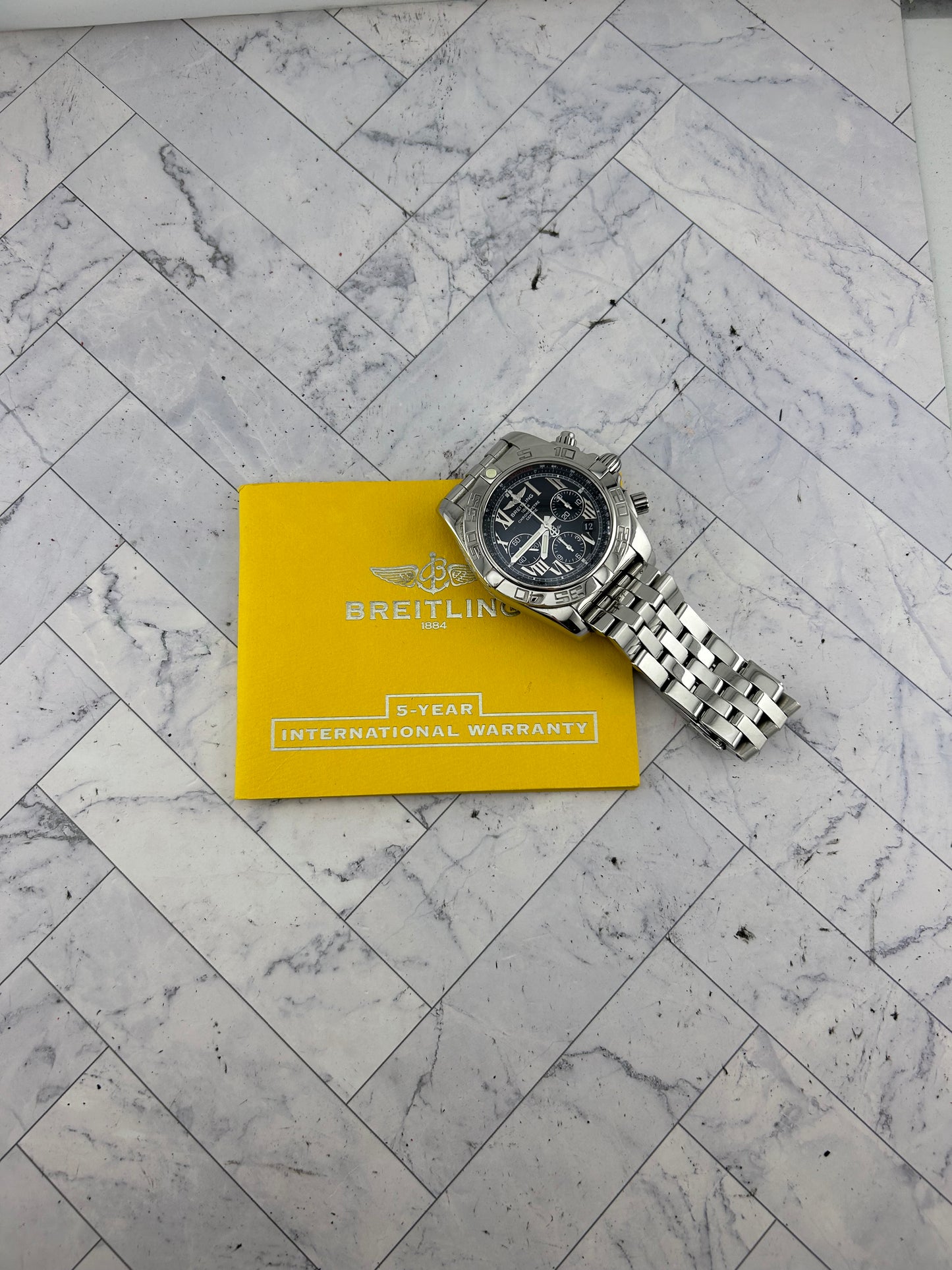 Breitling Chronomat Black Dial on Stainless Steel Bracelet Ref. A011B56PA Papers 2012 — view 6